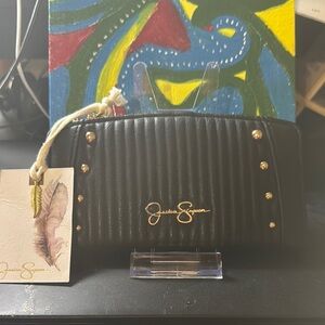Jessica Simpson Black and Gold Quilted Wallet